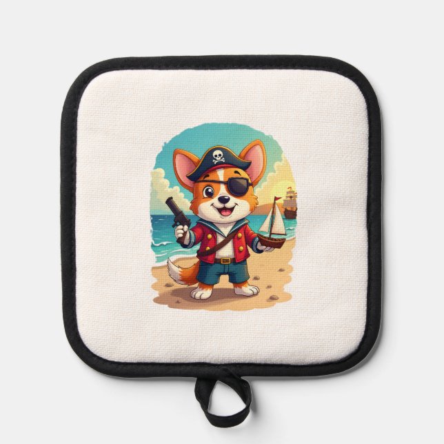 German Shepherd Dog Pirate Pot Holder (Front)
