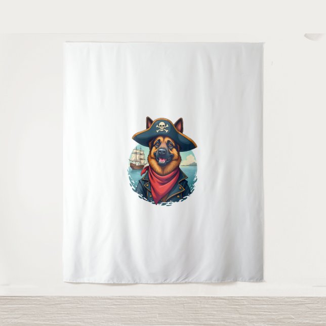 German Shepherd Dog Pirate  Tapestry (Front)