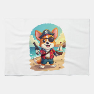German Shepherd Dog Pirate Tea Towel