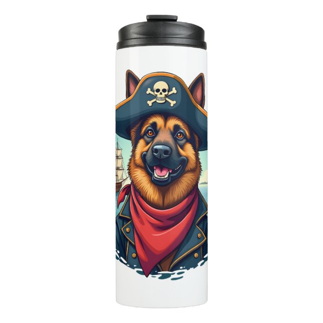 German Shepherd Dog Pirate  Thermal Tumbler (Front)