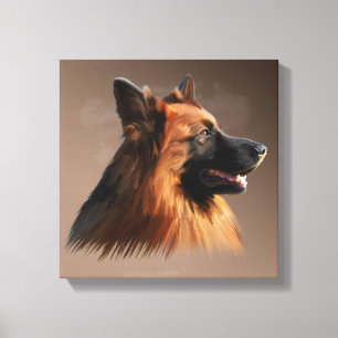 German Shepherd Dog Portrait Art Painting Canvas Print