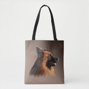German Shepherd Dog Portrait Art Painting Tote Bag