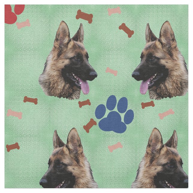 German Shepherd Dog Portrait Fabric (Close Up)