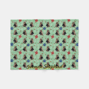 German Shepherd Dog Portrait Fleece Blanket