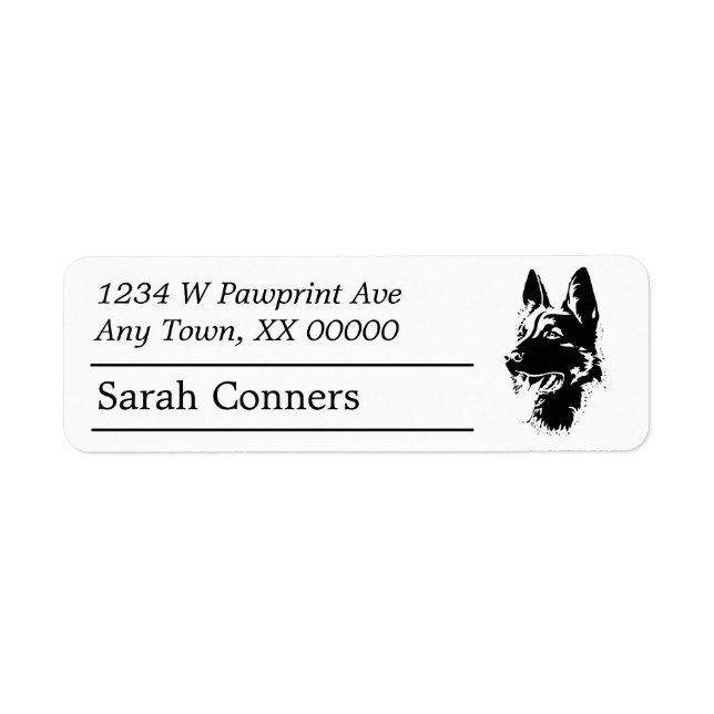 German Shepherd Dog Portrait Return Address (Front)