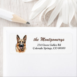 German Shepherd Dog Portrait Return Address Label