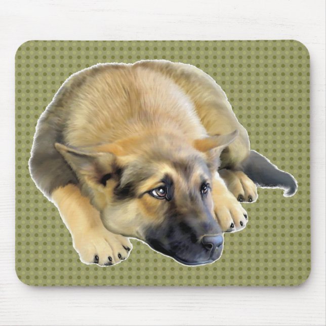 German Shepherd Dog Puppy Mouse Mat (Front)