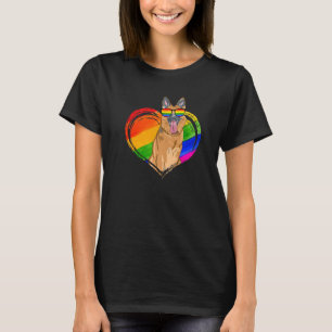German Shepherd Dog Rainbow Heart Pet Gay Pride L T-Shirt