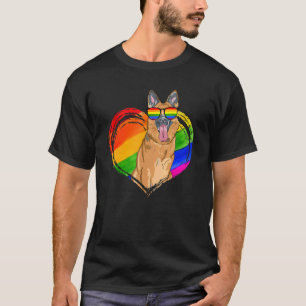 German Shepherd Dog Rainbow Heart Pet Gay Pride T-Shirt