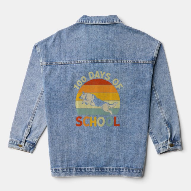 German Shepherd Dog Retro Boys Girls 100th Day of  Denim Jacket (Back)
