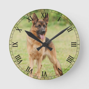 German shepherd dog round clock