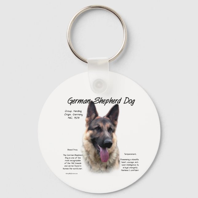 German Shepherd Dog (sable) History Design Key Ring (Front)