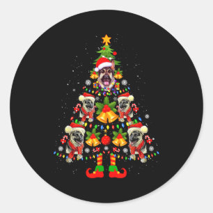 German Shepherd Dog Santa Hat Christmas Tree Xmas Classic Round Sticker