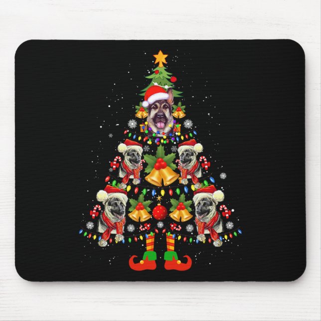 German Shepherd Dog Santa Hat Christmas Tree Xmas  Mouse Mat (Front)