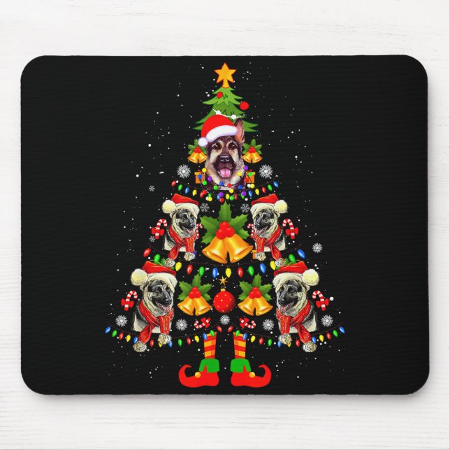 German Shepherd Dog Santa Hat Christmas Tree Xmas  Mouse Mat (Front)