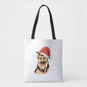 German Shepherd Dog Santa Hat - Funny Christmas  Tote Bag