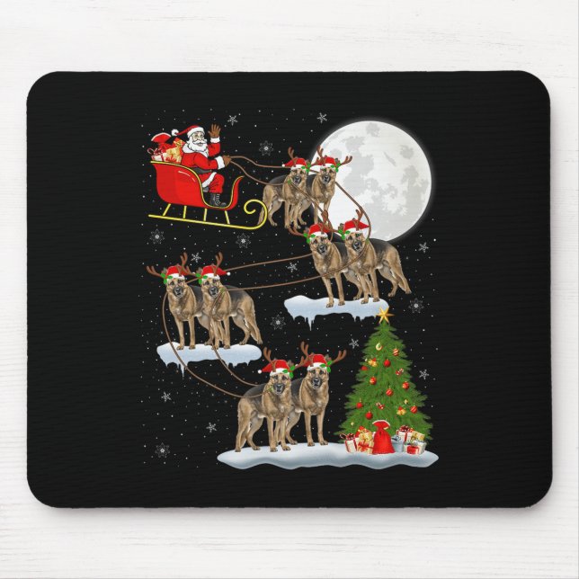 German Shepherd Dog Santa Sleigh Flying Funny Chri Mouse Mat (Front)