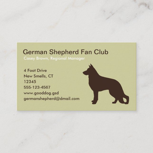 German Shepherd Dog Silhouette Business Card (Front)