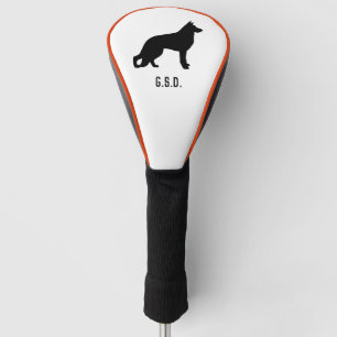 German Shepherd Dog Silhouette Custom Initials Golf Head Cover