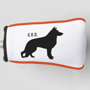 German Shepherd Dog Silhouette Custom Initials Golf Head Cover