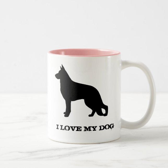 German Shepherd Dog Silhouette Custom Two-Tone Coffee Mug (Right)