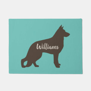 German Shepherd Dog Silhouette GSD Personalised Doormat