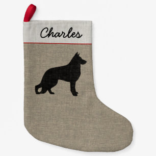 German Shepherd Dog Silhouette Personalised K-9 Small Christmas Stocking