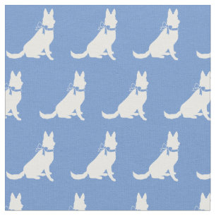 German Shepherd Dog Silhouette Pet Light Blue Fabric