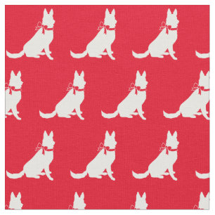 German Shepherd Dog Silhouette Pet Red Fabric