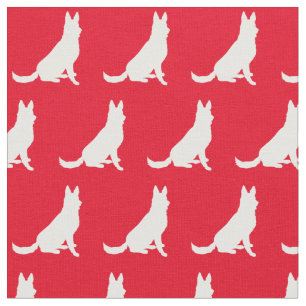 German Shepherd Dog Silhouette Pet Red Fabric