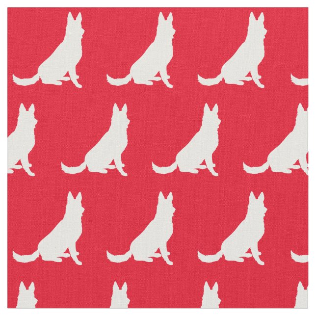 German Shepherd Dog Silhouette Pet Red Fabric (Close Up)