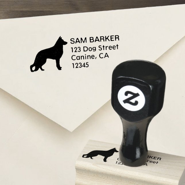 German Shepherd Dog Silhouette Return Address Rubber Stamp (Creator Uploaded)