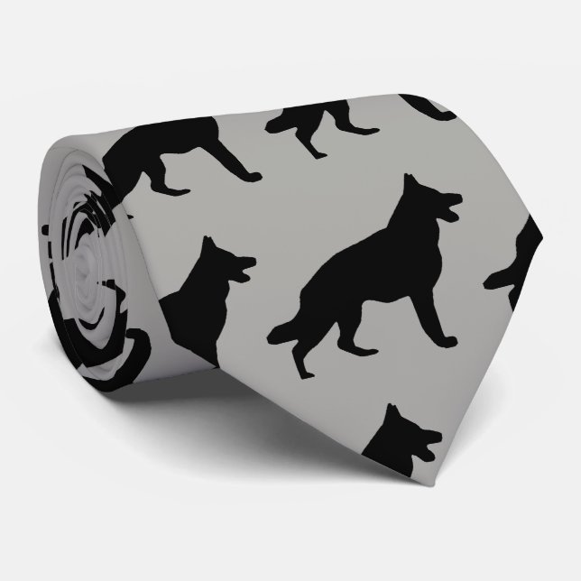 German Shepherd Dog Silhouette Tie (Rolled)