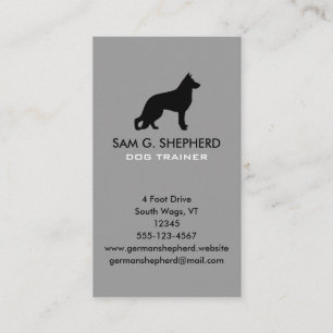 German Shepherd Dog Silhouette Vertical Business Card