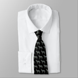 German Shepherd Dog Silhouette Yellow & Blue Black Tie