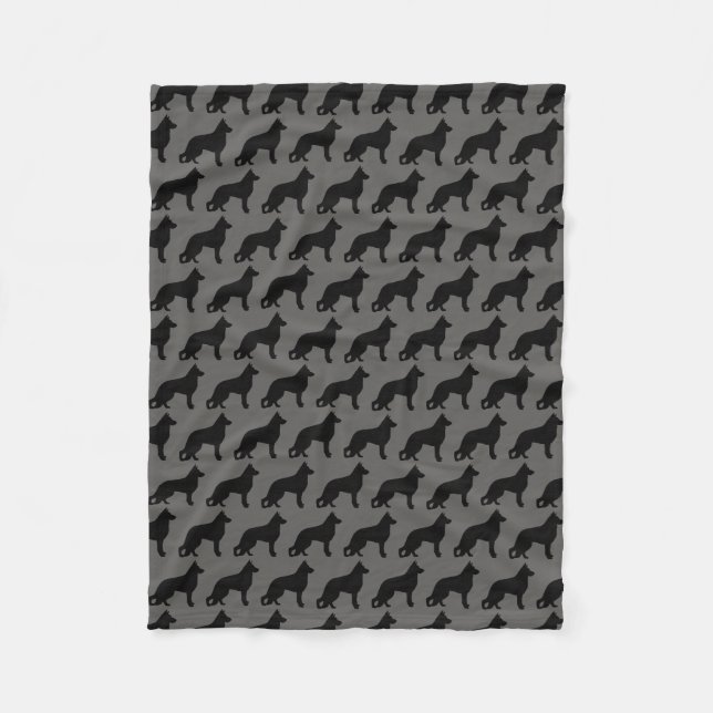 German Shepherd Dog Silhouettes Cool K9 Pattern Fleece Blanket (Front)