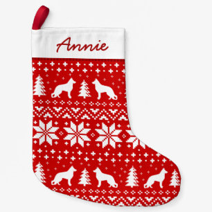 German Shepherd Dog Silhouettes Pattern Cute Small Christmas Stocking