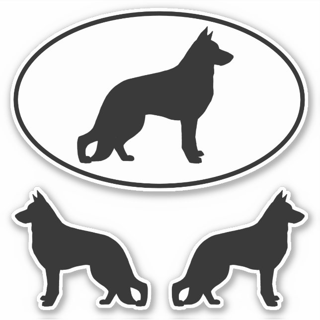 German Shepherd Dog Silhouettes Vinyl Sticker Set (Front)