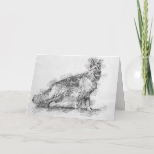 German shepherd dog sketch Folded Greeting Card. Card (Front)