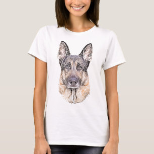 German Shepherd Dog Sketched Artwork T-Shirt