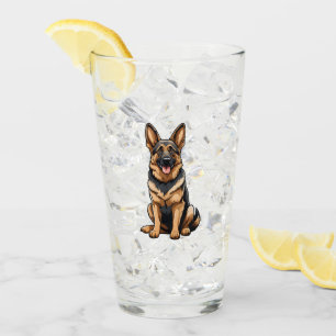 German Shepherd Dog Smiling Glass