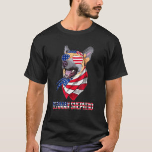 German Shepherd Dog Sunglasses American Flag 4th O T-Shirt