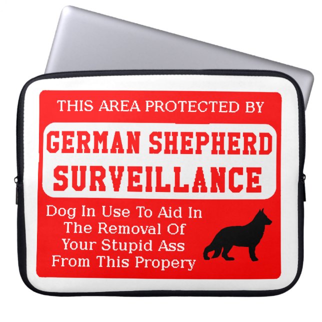german shepherd dog surveillance laptop sleeve (Front)