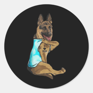 German Shepherd Dog Tattoo I Love Mum Mothers Day  Classic Round Sticker