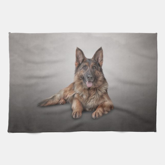 German Shepherd dog Tea Towel (Horizontal)