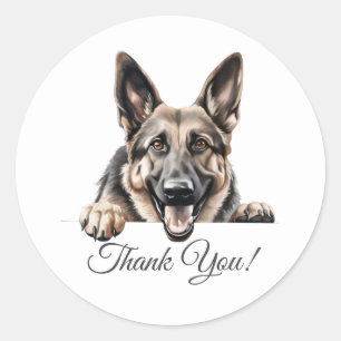 German Shepherd Dog Thank You Classic Round Sticker
