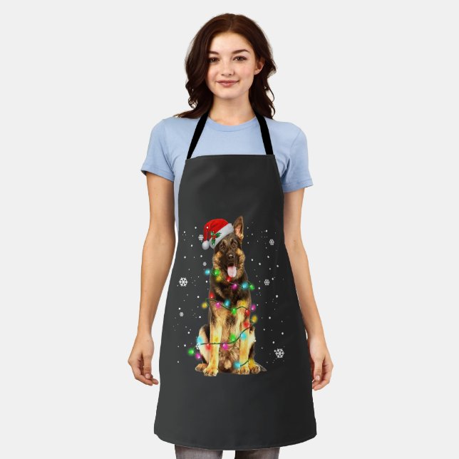 German Shepherd Dog Tree Christmas Sweater Xmas Apron (Worn)