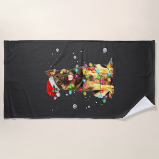 German Shepherd Dog Tree Christmas Sweater Xmas Do Beach Towel