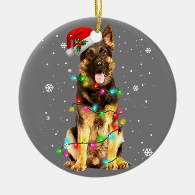German Shepherd Dog Tree Christmas Sweater Xmas Do Ceramic Tree Decoration (Front)