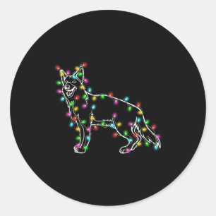 German Shepherd Dog Tree Christmas Sweater Xmas Do Classic Round Sticker